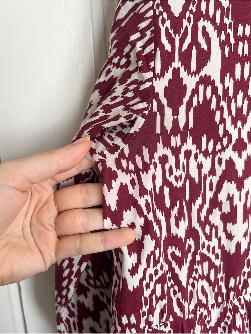 Maeve • Anthropologie Bettina Tiered Shirt Dress maxi midi cotton Wine Ikat - Picture 10 of 14